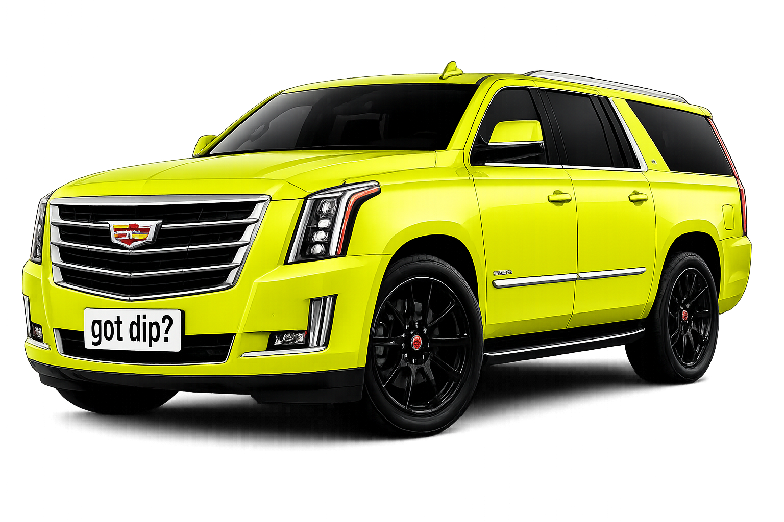 Cadillac Escalade fully transformed in toxic lime green